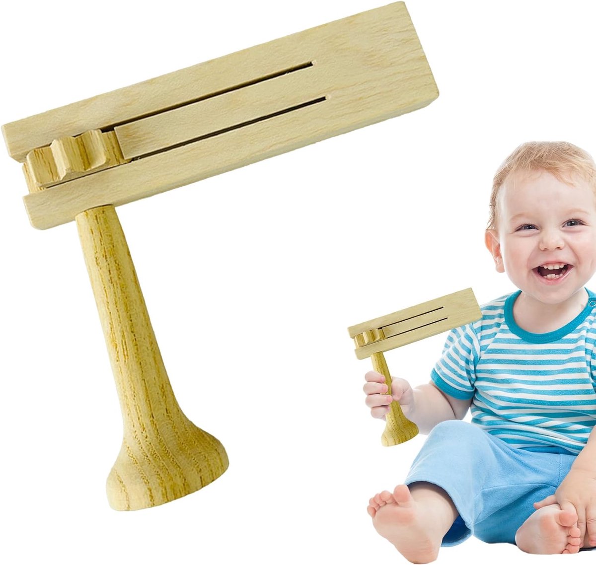 Houten Ratel - Muziek Speelgoed - Feestjes Muziek - Duurzaam Hout - 15.6 cm