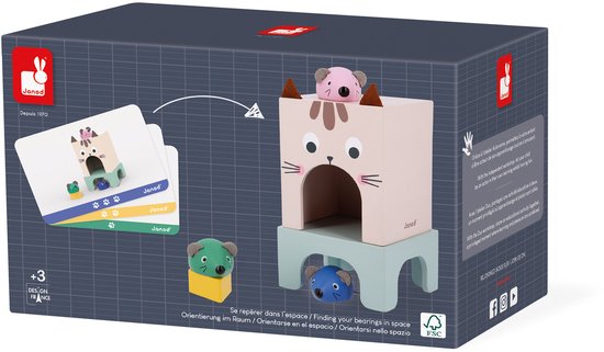 Janod - Educatief Spel - Je Oriëntatie Vinden In Een Ruimte - Educatief En Schattig Kat-En-Muisspel - Helpt Het Ruimtelijk Inzicht Te Bevorderen Terwijl Je Plezier Hebt - Geschikt Vanaf 3 Jaar van Janod — afbeelding 3