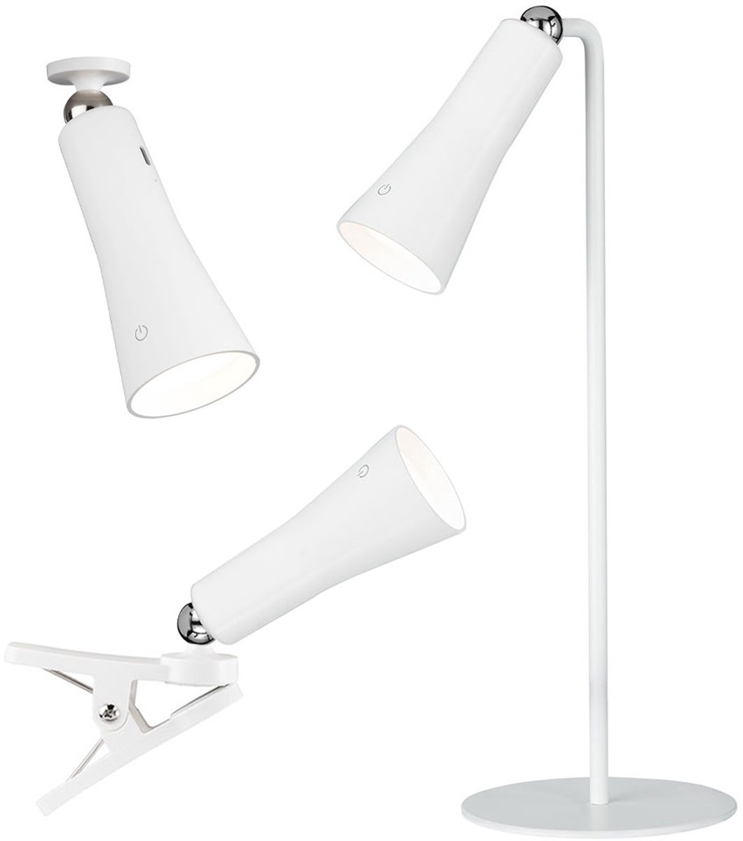 WOFI Batley 1 Flg. 12211 LED-bureaulamp met klemvoet 1.5 W Wit