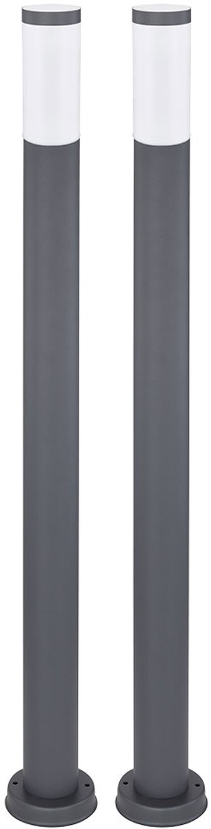 Staande lamp Buitenlamp Tuinlamp Staande lamp Patio IP44, roestvrij staal antraciet opaal, 1x E27 fitting, DxH 7,6x110 cm, set van 2