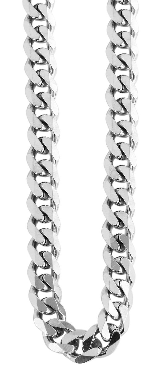 AKZENT Akzent heren ketting Patty roestvrijstalen kinketting, zilverkleurig, 43-80 cm