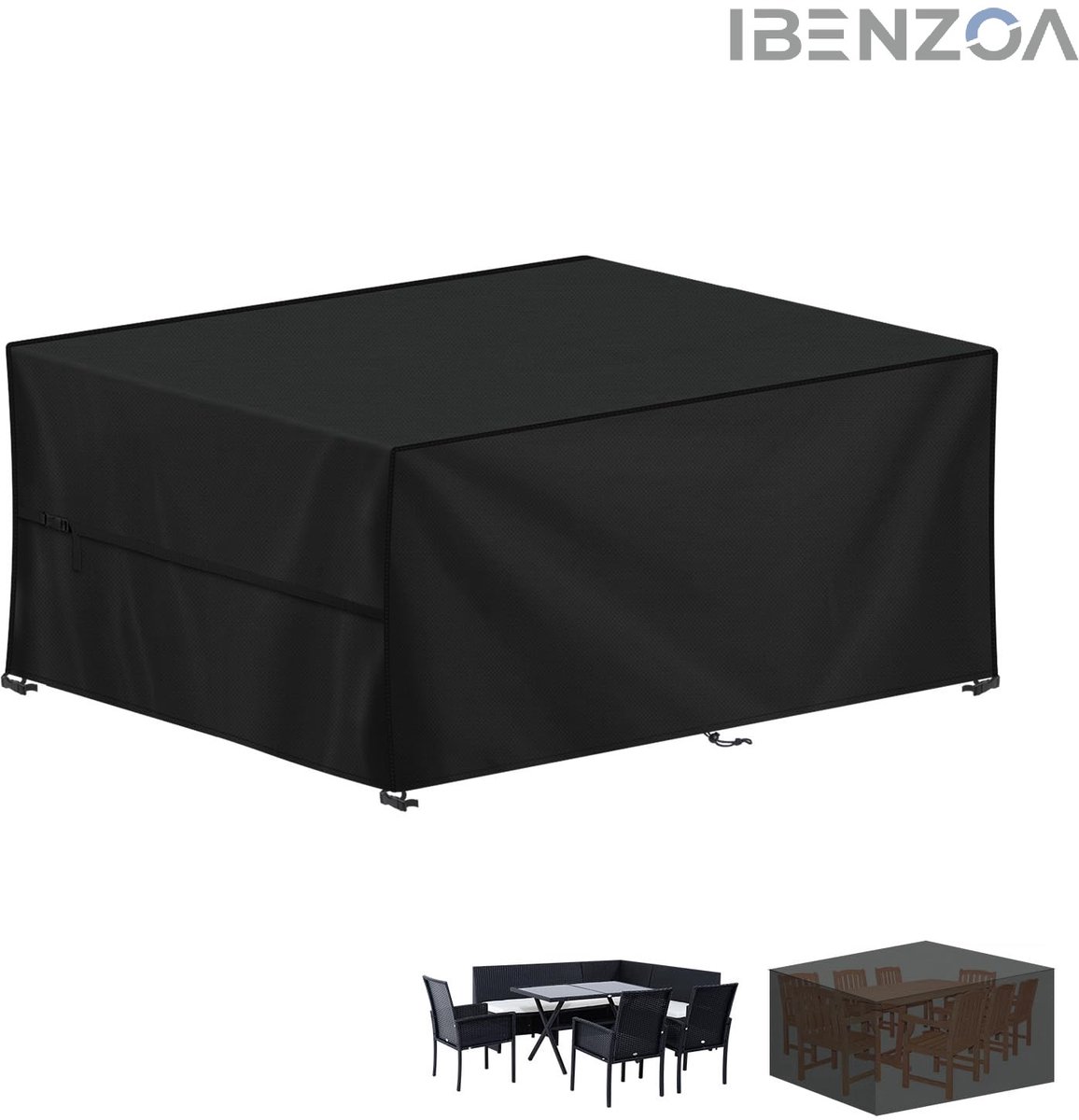 Ibenzoa Tuinsethoes - Waterdicht - 180x120 cm - 420D Oxford - Winterbestendig Grijs