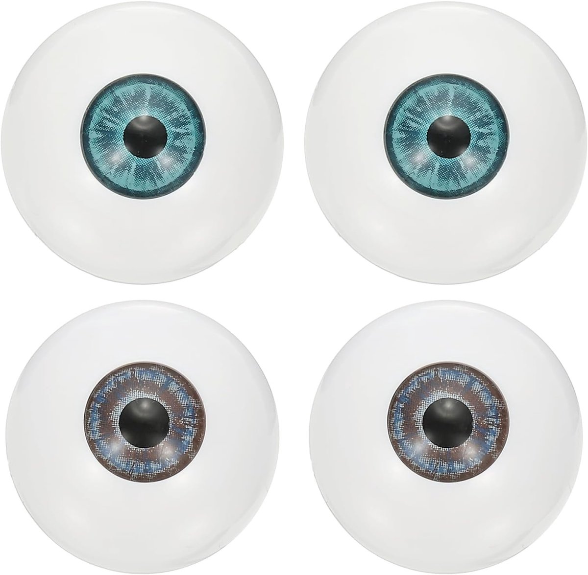Killogood Veiligheidsoogjes van 30 mm - 2 paar realistische acryl oogbollen - plastic halve oogbollen - geschikt voor maskers - Halloween-rekwisieten en knutselwerkjes - blauwgroen - blauwgrijs