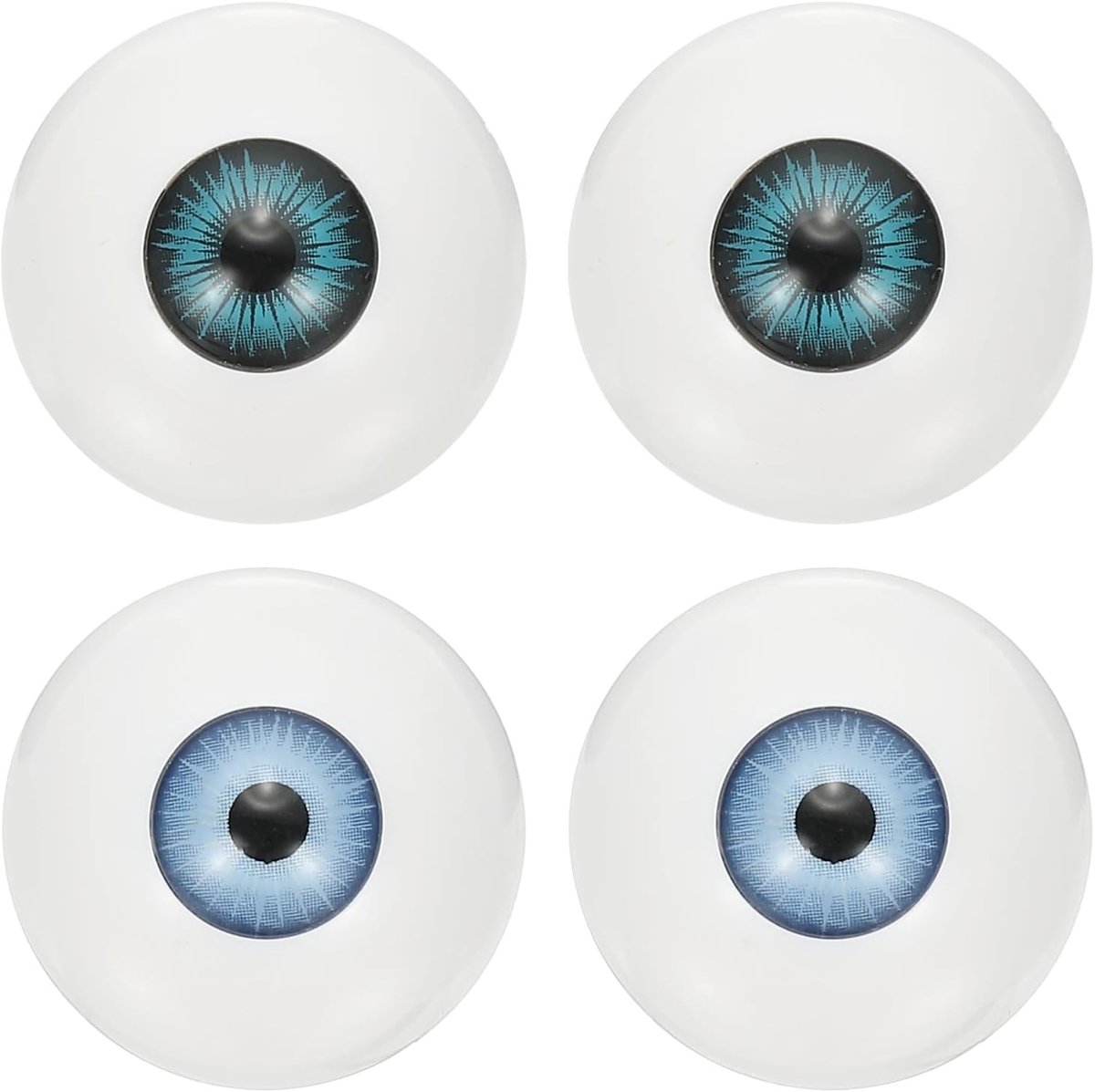 Killogood Veiligheidsoogjes van 30 mm - 2 paar realistische acryl oogbollen - plastic halve oogbollen - geschikt voor maskers - Halloween-rekwisieten en knutselwerkjes - lichtblauw - donkerblauw
