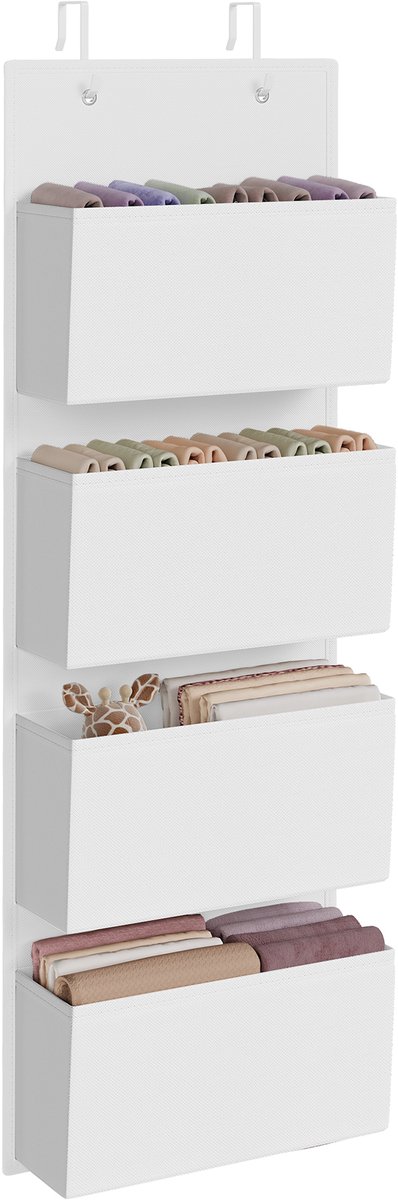 SONGMICS - Hangrek - Hangend Opbergrek van Stof - 4 Vakken - Deur Organizer - Voor Slaapkamer en Woonkamer