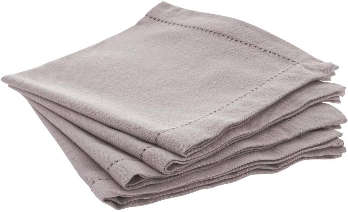 Chambray Servetten - Stoffen Servetten - Tafeldekken - Set van 4 - 40x40 cm - Lichtgrijs