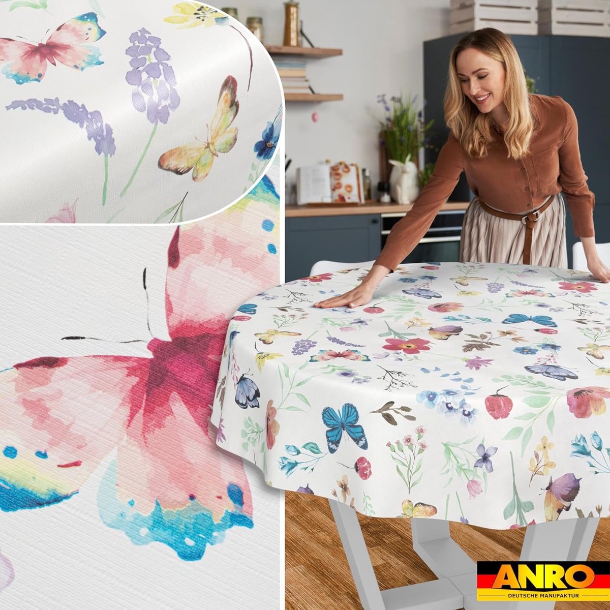 Tafelkleed Rond - Afwasbaar Kleed - Bescherming Tafel - Lotuseffect - 100 cm - Vlinder