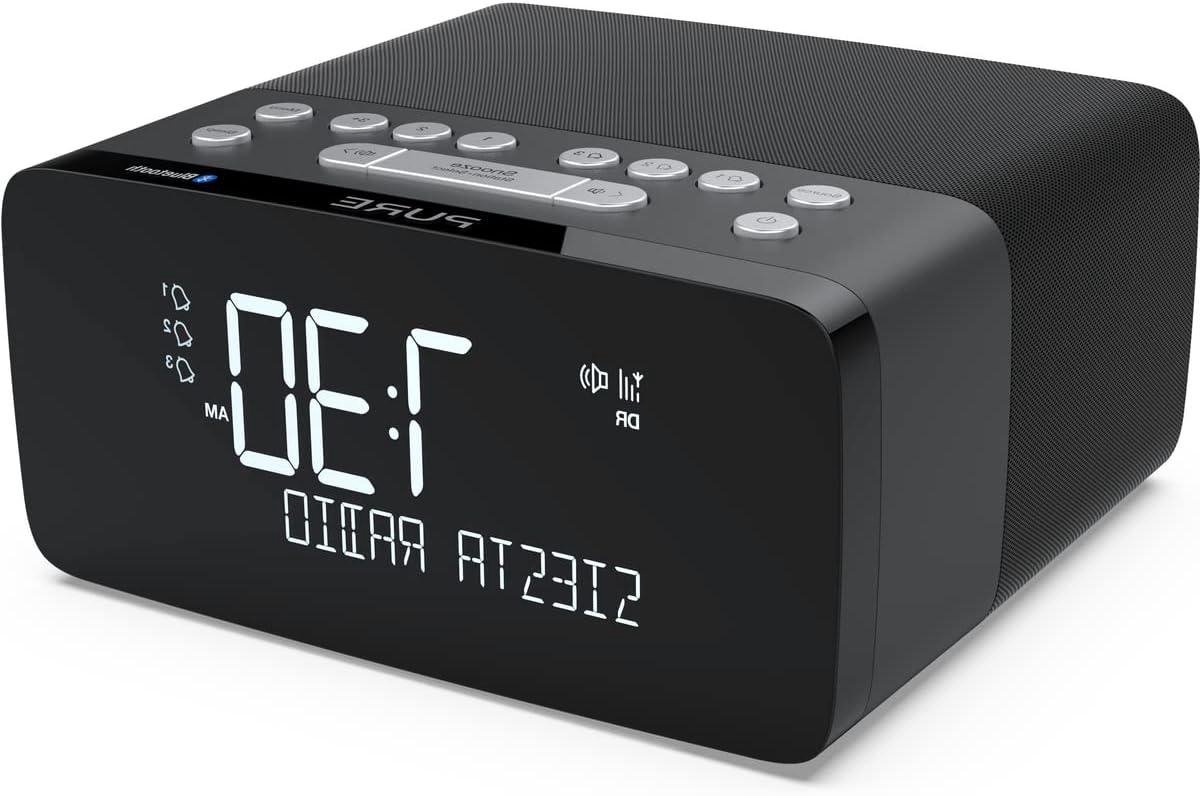 DAB+ wekkerradio - Radio wekker - Ontwaken met muziek - Geïntegreerde oplaadpad - 15.5 x 14.5 x 8 cm - Grafietgrijs