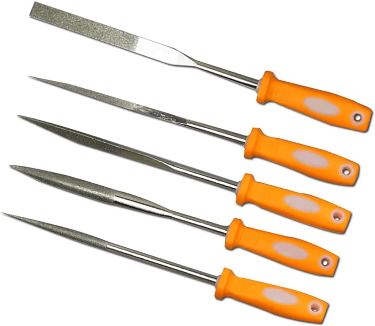 Diamant Vijlen Set - Naaldvijlen Metaal - Precisie Slijpen - 5 Delig Set - 180 mm Lengte - Geel Zilver