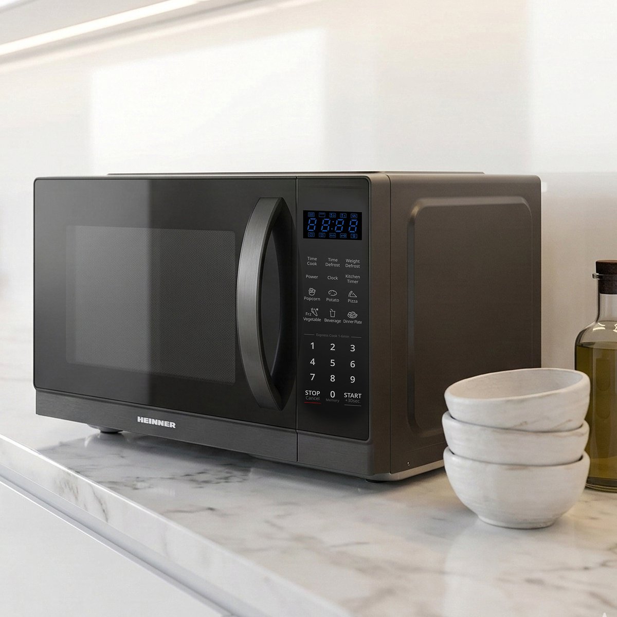 Heinner Vrijstaand Magnetron 25L – Digitale Bediening – 11 Vermogensniveaus – Ontdooifunctie – Timer – 900 W – Zwart — afbeelding 6