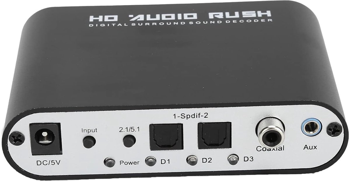 Digitale Audioconverter - Audio Decoder - Meerkanaals Geluid - DTS Dolby AC-3 - 13x11x6 cm