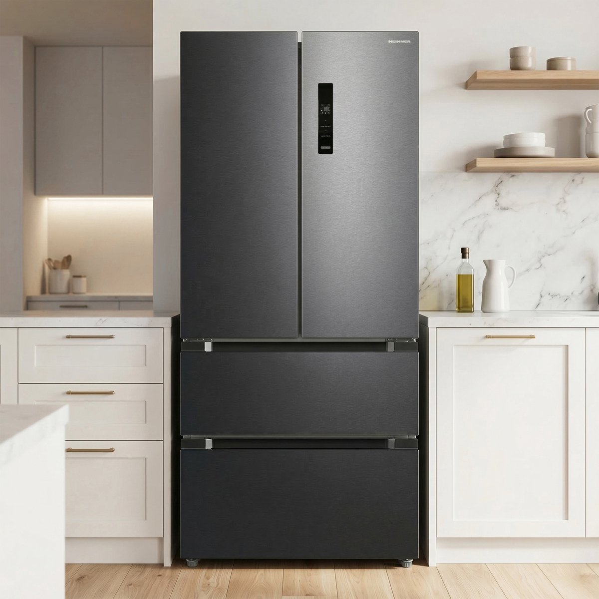 Heinner HCFD-M516INVHDXE++ French Door Amerikaanse Koelkast – 516 L – No Frost – LED Touch Display – InoxCool & ADT Fresh System – Donker RVS – 5 Jaar Garantie — afbeelding 5
