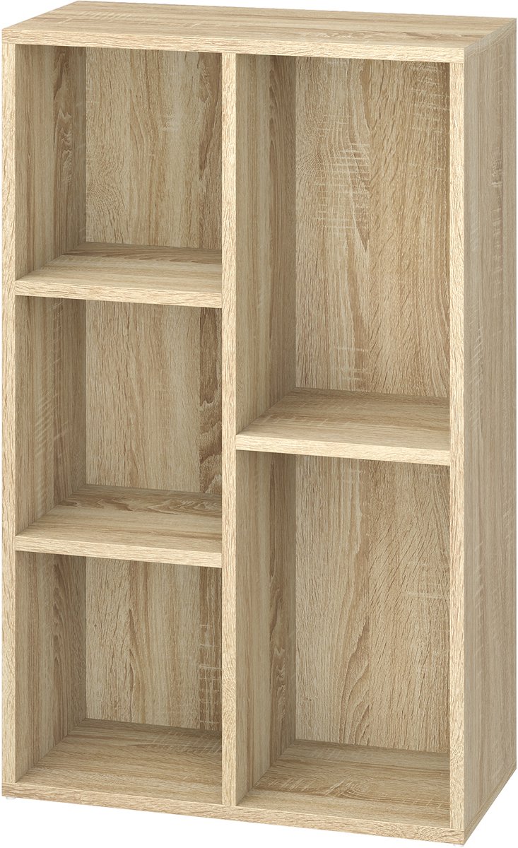 Vasagle Boekenkast - Boekenplank Staand - 5 Vakken - Voor Woonkamer Slaapkamer Kantoor Eikenkleurig