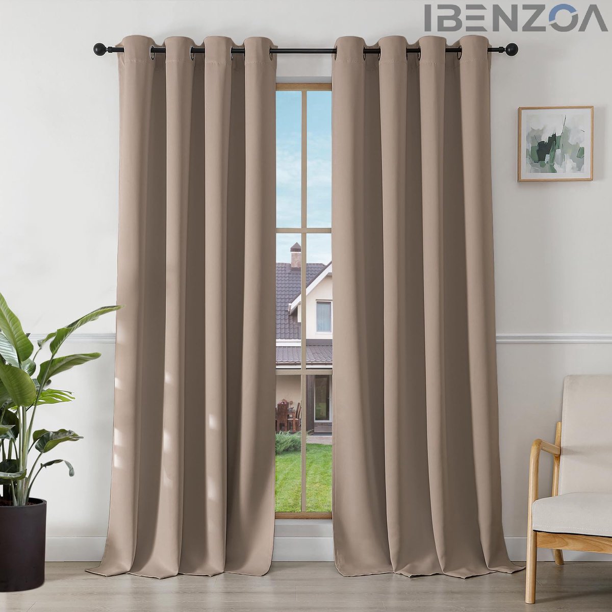 Ibenzoa Verduisteringsgordijnen - Cappuccino - 260x140 cm - Polyester