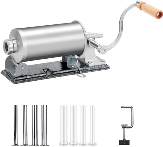 Zylo® Worstenvuller - Worstenmaker - Worstmaker - Worstmachine - Worstenvul Machine - Buis in 8 Maten - 17x35x16cm - Zilver van Merkloos — afbeelding 4