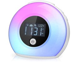 carmdering - Nachtlampje - Lichtwekker - Wake Up Light - Dimbaar Warm Licht - Bluetooth Muziekspeler - Duurzaam ABS Plastic - Kleurrijk LED Display - Ideaal Voor Slaapkamer En Kamperen - 1 Stuk