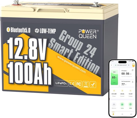 Lithium Batterij - LiFePO4 Accu - Camper Energie - 15000 Cycli Levensduur - 12V 100Ah