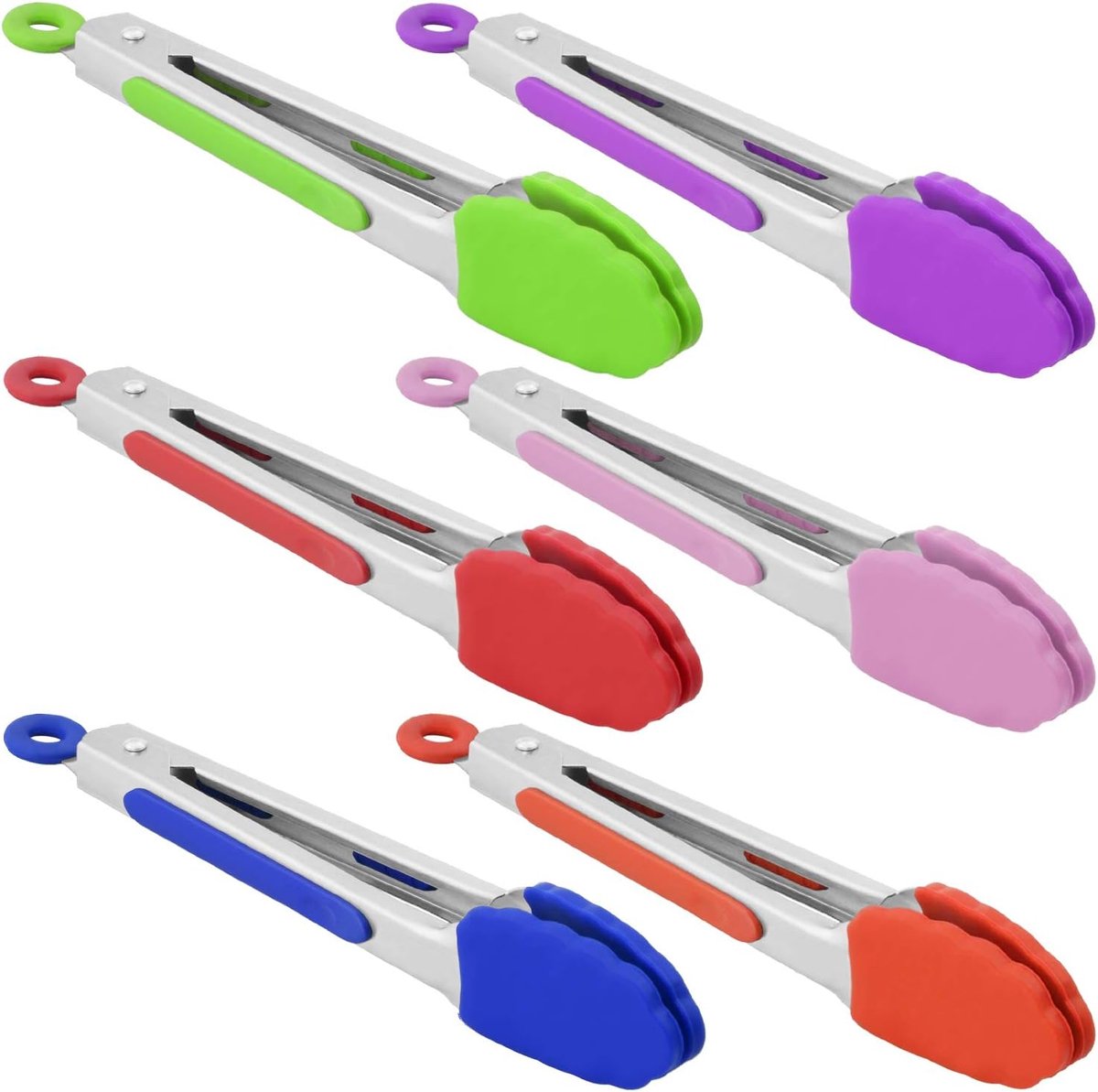 Mini Serveertang - Kleine Keukentang - Serveren en Koken - Siliconen Tips - 8-Inch - 6 Kleuren