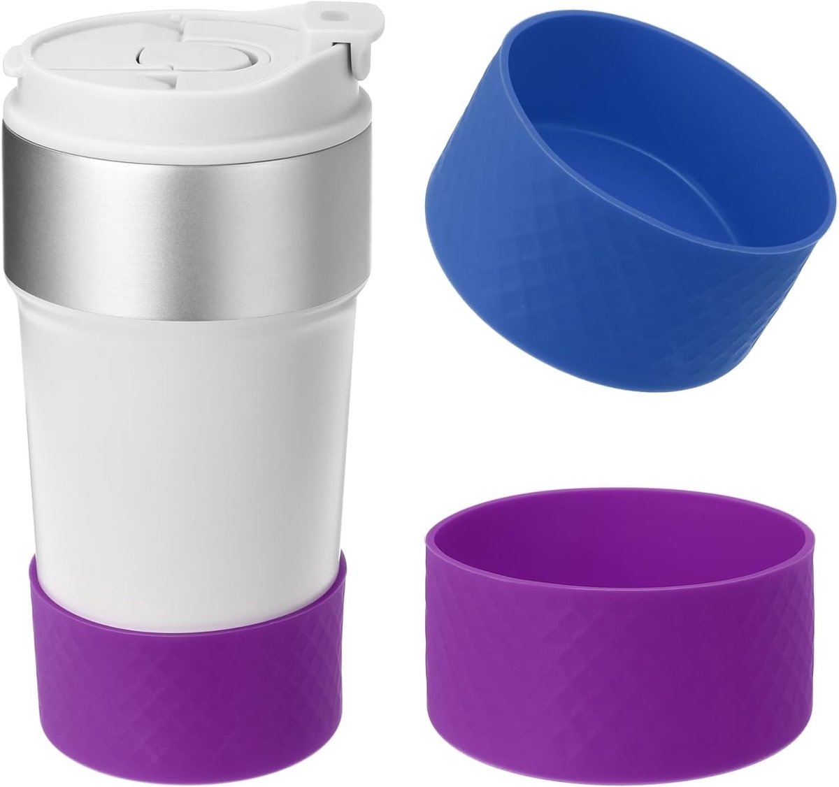 Waterfles Beschermhoezen - Fles Bodemhoes - Sport en Buiten - Anti-slip en Krasbestendig - 7.5cm Diameter - Paars Blauw