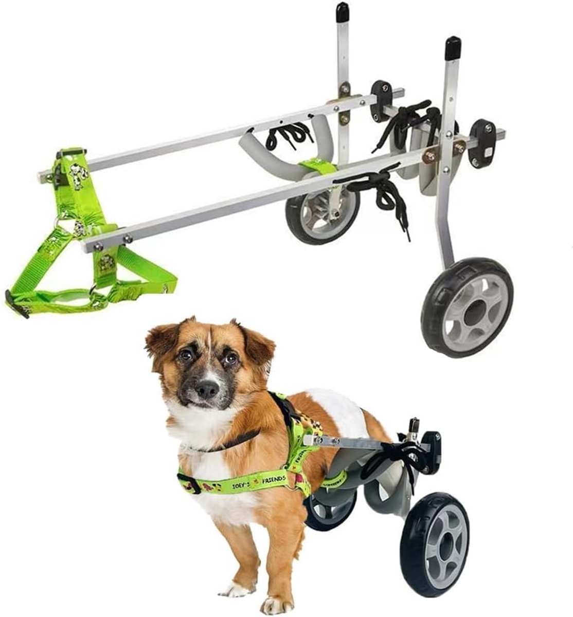 Huisdier Rolstoel - Hond Kat Hulp - Mobiliteit Verbeteren - Verstelbaar Lichtgewicht Frame - XXXS - Grijs