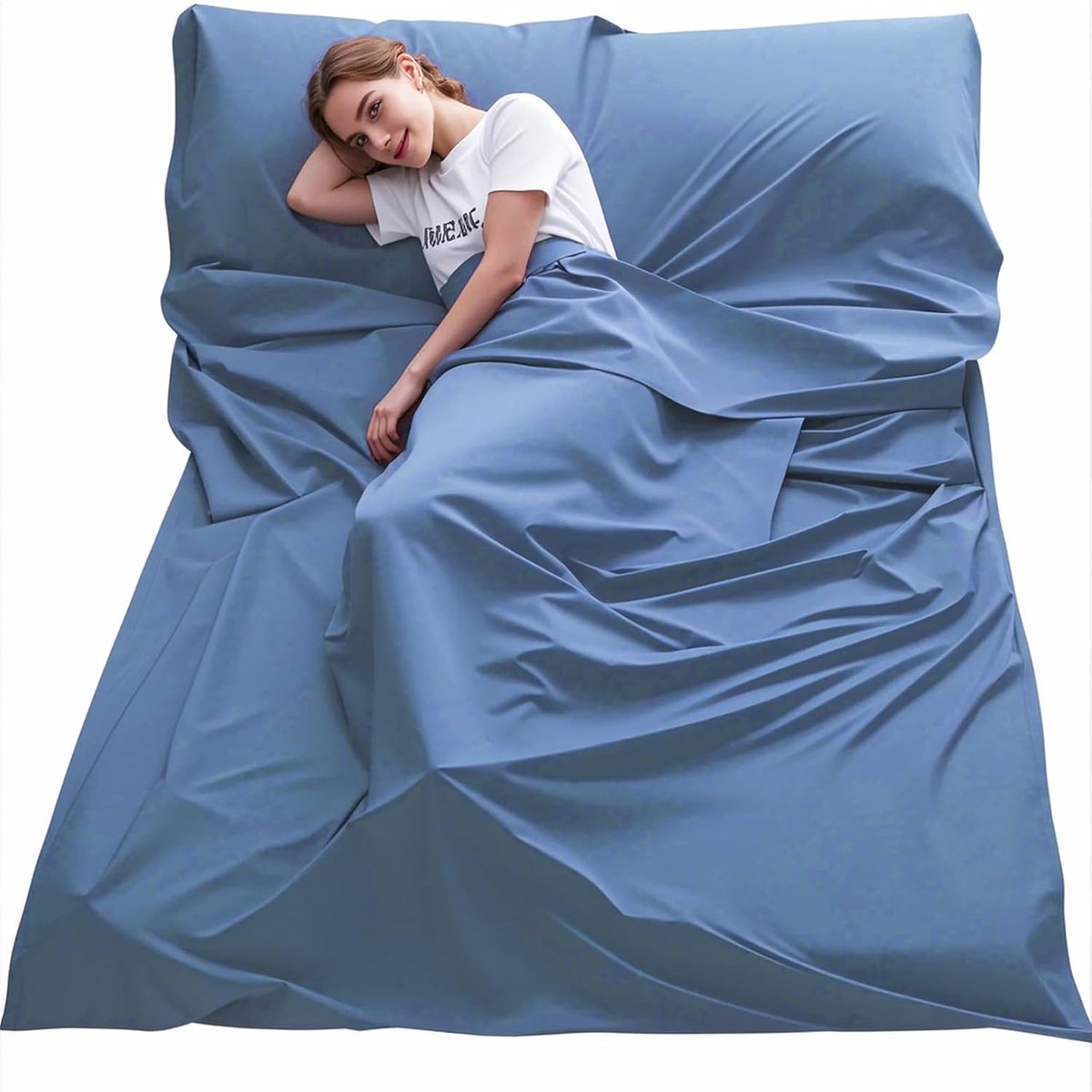 Slaapzak - Huttenslaapzak - Kamperen en Reizen - Ultralicht en Ademend - 160 x 210 cm - Blauw