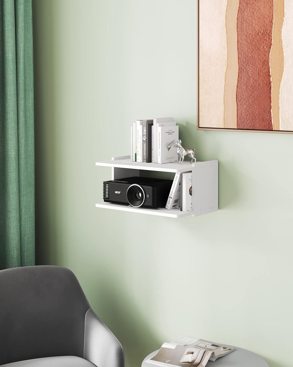 Projector Wandplank - Zwevende Montage - Home Cinema - Ruimtebesparend Ontwerp - 348 x 17 x 239 cm - Wit