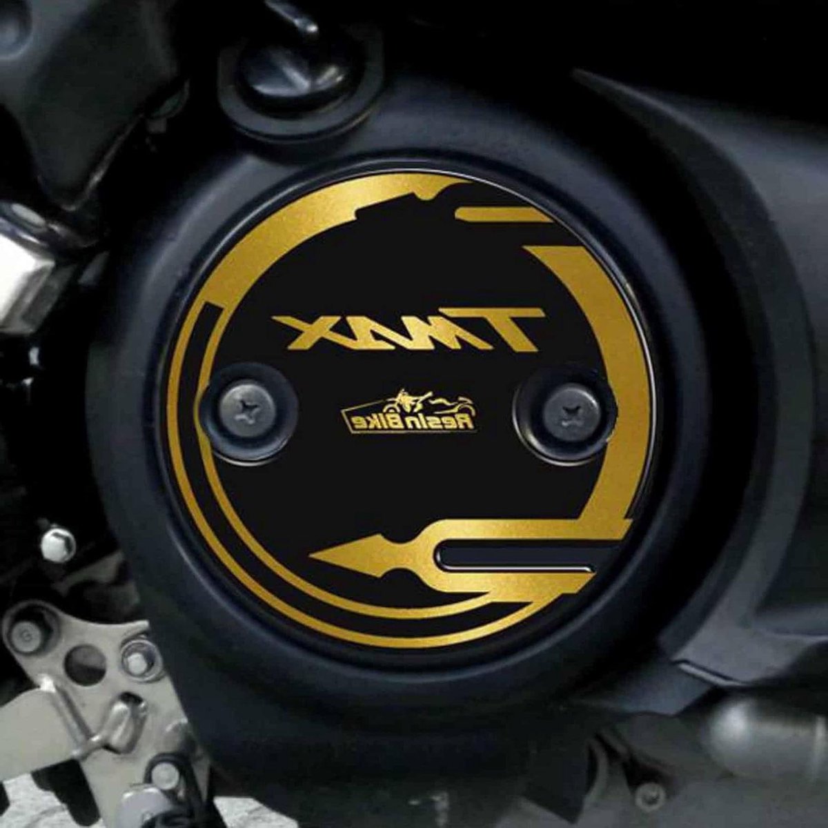 Motorfiets Sticker Set - Tank Pad - Bescherming Motor - 3D Hars Effect - 19.7 x 16.6 cm - Goud Zwart