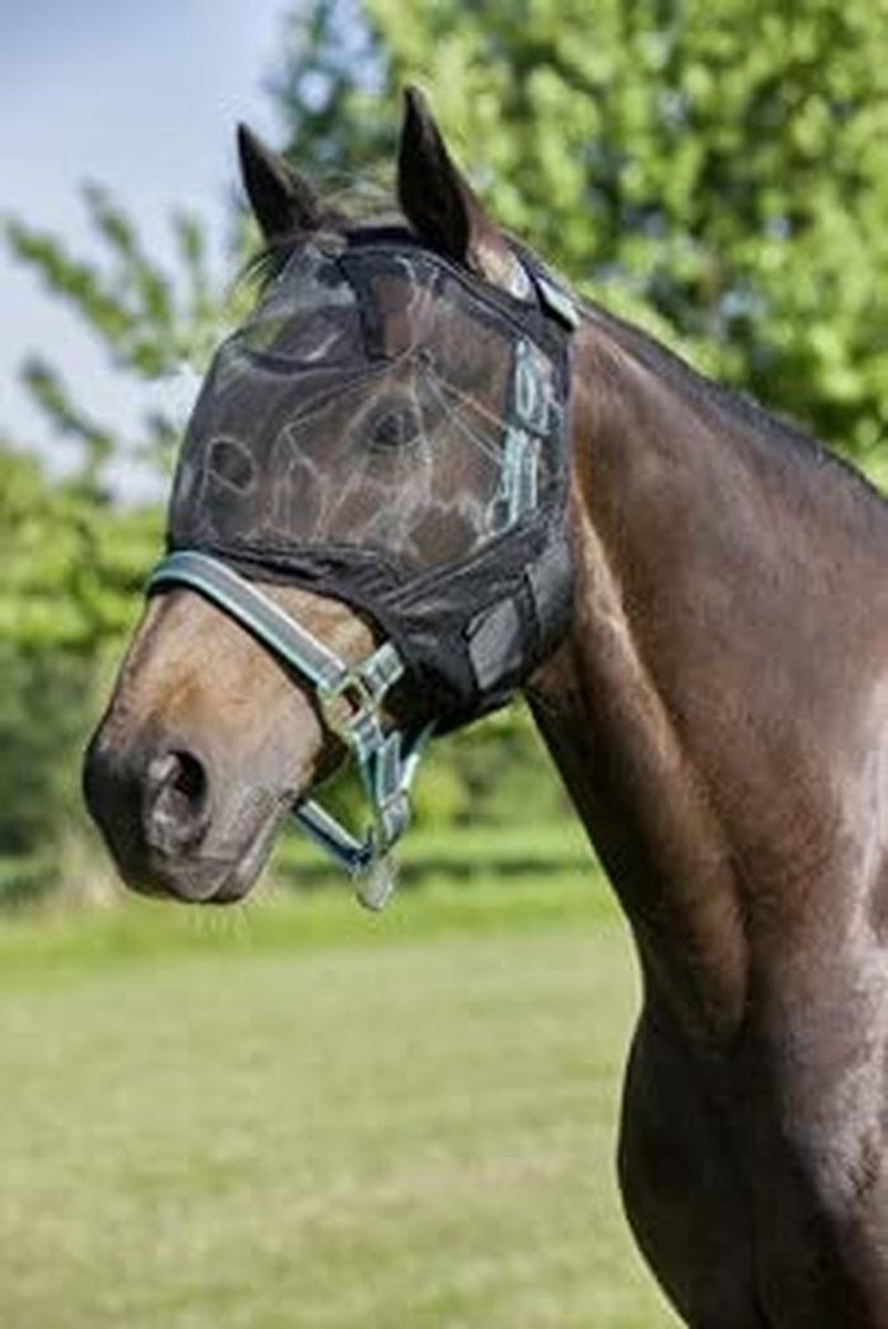 Vliegenmasker Paard - Insectenbescherming - Ogen Vrijhouden - Fijnmazig Netweefsel - Verstelbaar - Zwart