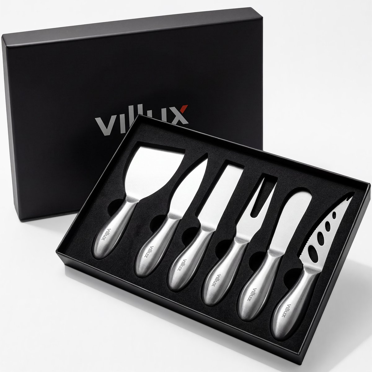 Villux Kaasmessen Set - Kaasmesjes - Kaasmessenset Borrelplank - Botermesjes - Tapas Mesjes - Tapas Set - Tapas Servies - Inclusief eBook - Roestvrij Staal