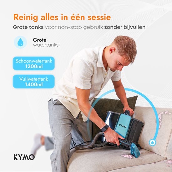 KYMO Tapijtreiniger Ultra 2 - Vlekkenreiniger - Autobekleding Reiniger - Meubelreiniger - Bank Reiniger - Waterstofzuiger - Reinigingsmachine