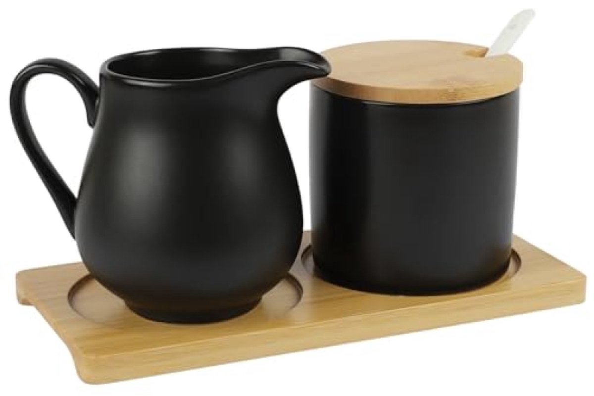 Keramische suiker- en melkset met dienblad - Stijlvol servies voor koffie en thee