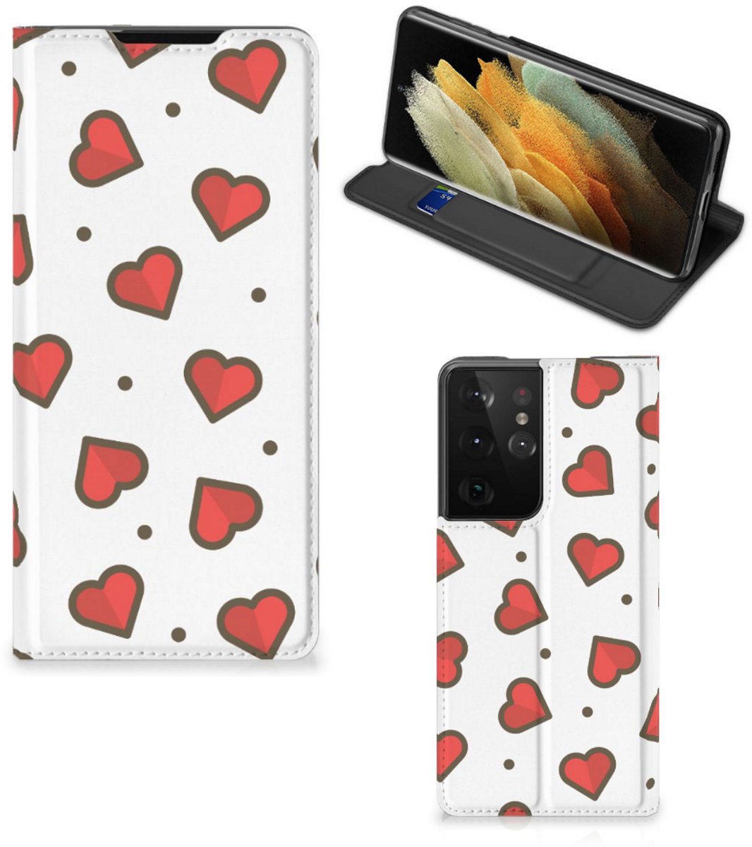 Samsung Galaxy S21 Ultra Hoesje met Magneet Hearts