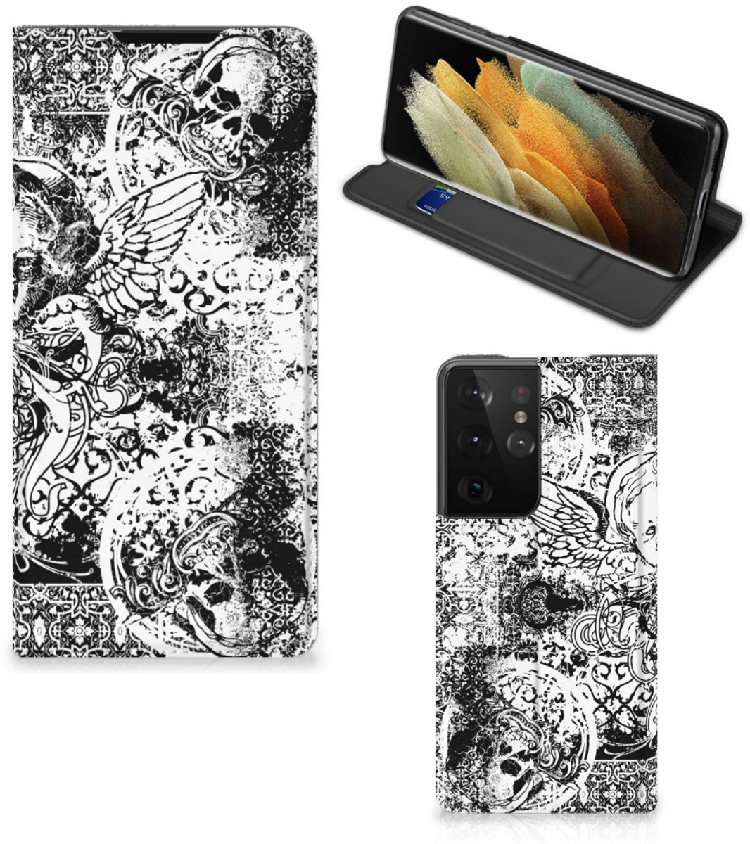 Mobiel BookCase Samsung Galaxy S21 Ultra Skulls Angel
