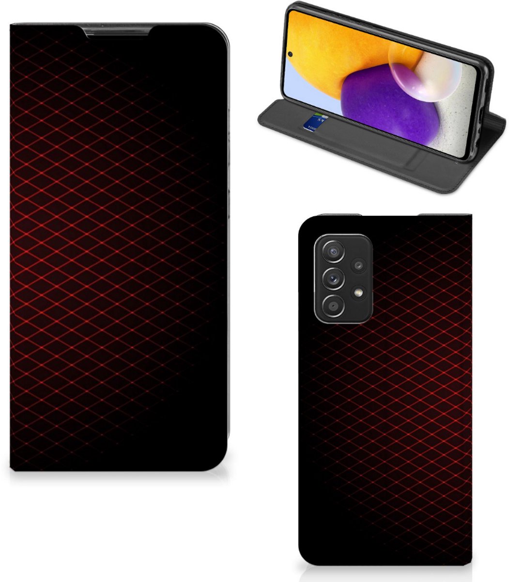 Samsung Galaxy A72 (5G/4G) Hoesje met Magneet Geruit Rood