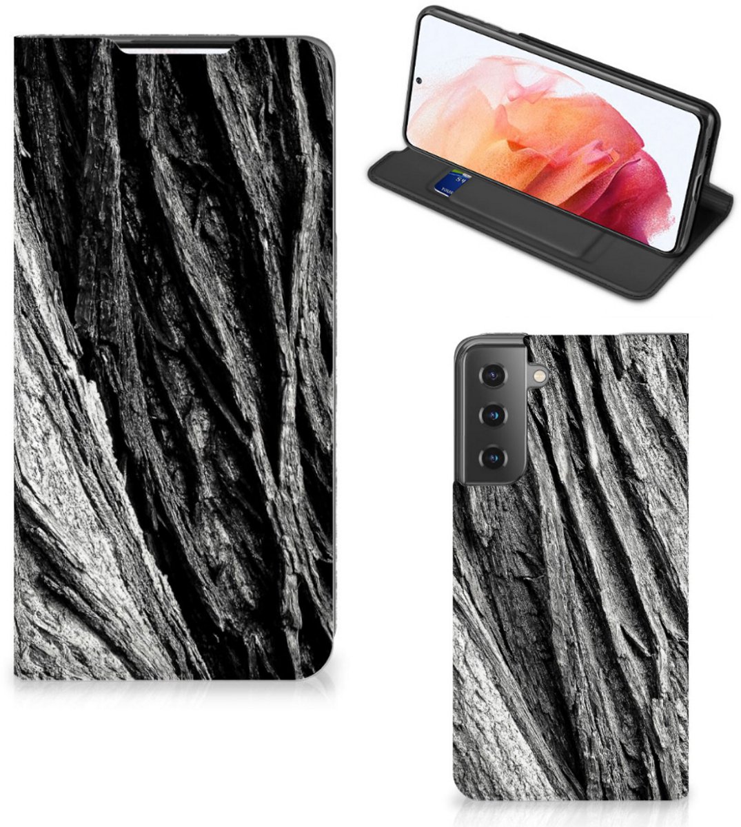 Book Wallet Case Samsung Galaxy S21 Boomschors Grijs