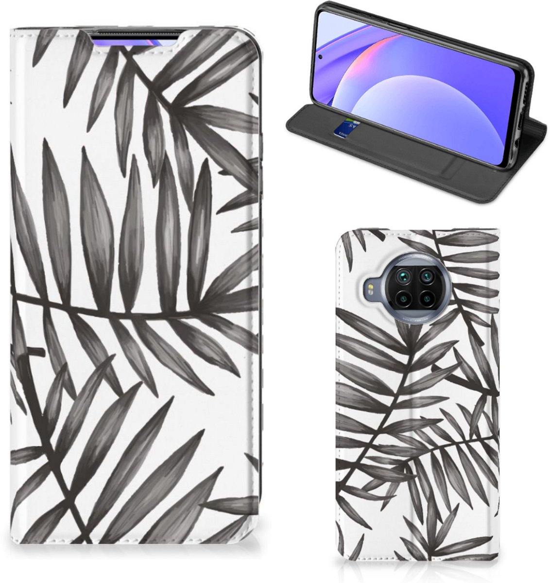 Xiaomi Mi 10T Lite Smart Cover Leaves Grey