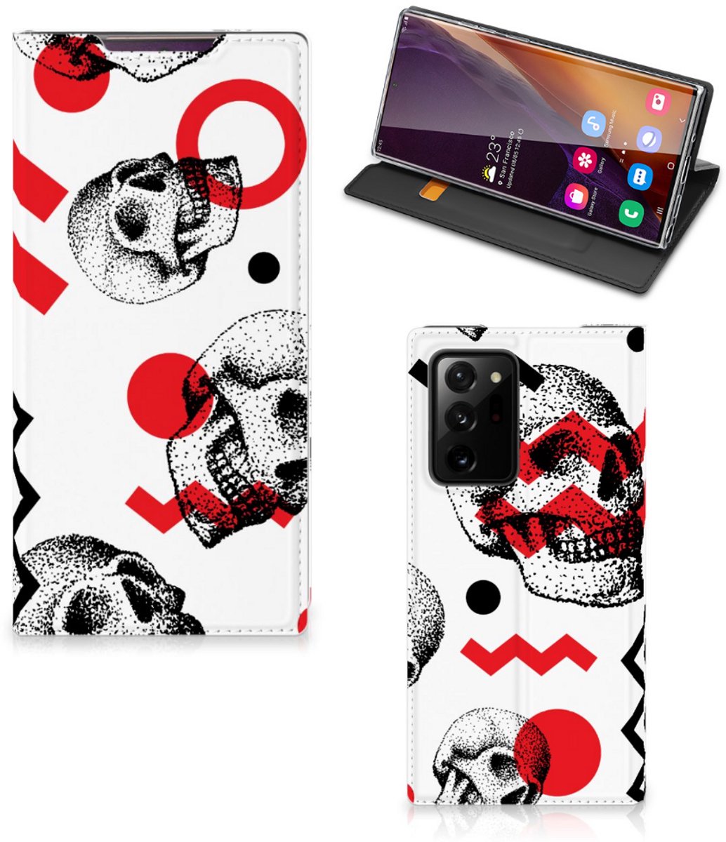 Mobiel BookCase Samsung Galaxy Note 20 Ultra Skull Red