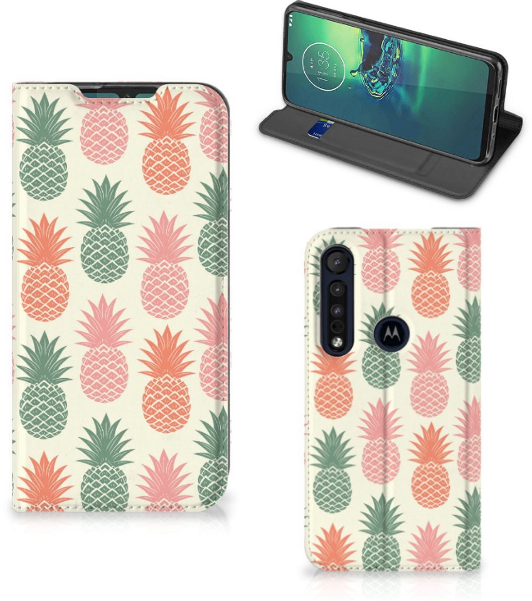 Motorola G8 Plus Flip Style Cover Ananas