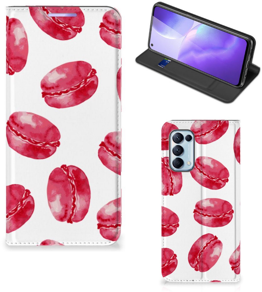OPPO Find X3 Lite Flip Style Cover Pink Macarons
