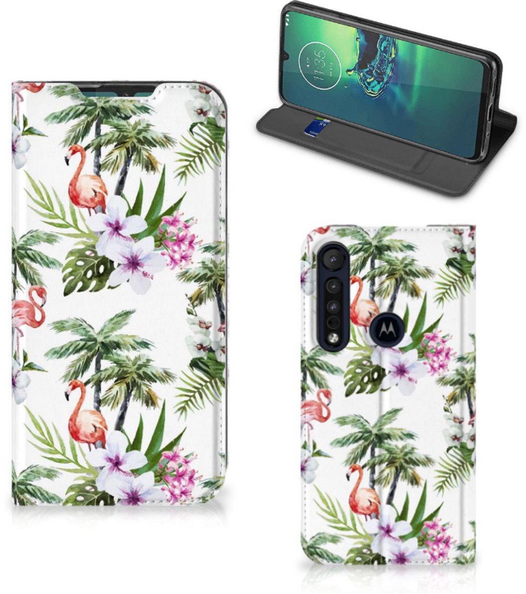 Motorola G8 Plus Hoesje maken Flamingo Palms