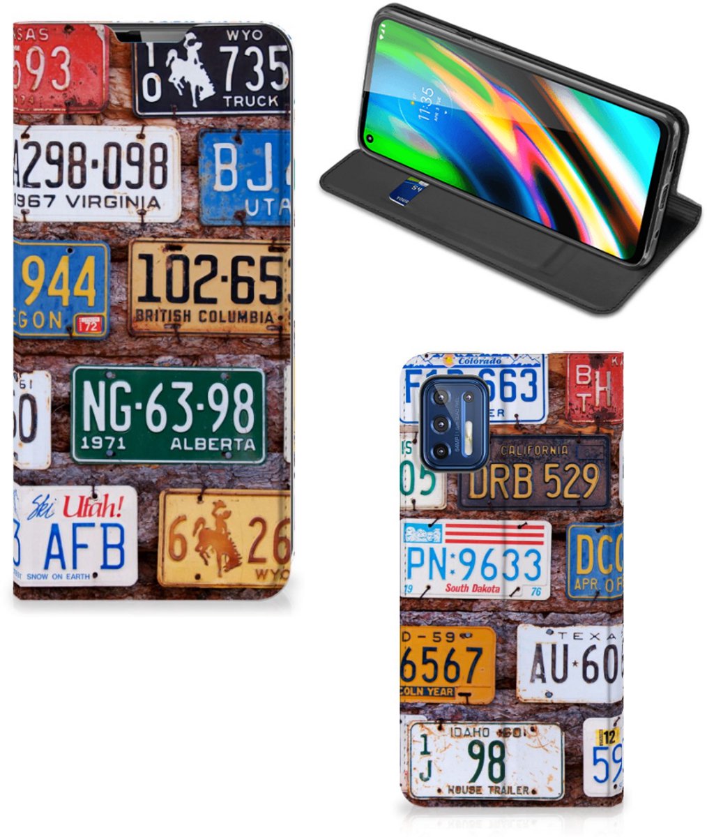 Standcase Hoesje voor Motorola Moto G9 Plus Stand Case Kentekenplaten