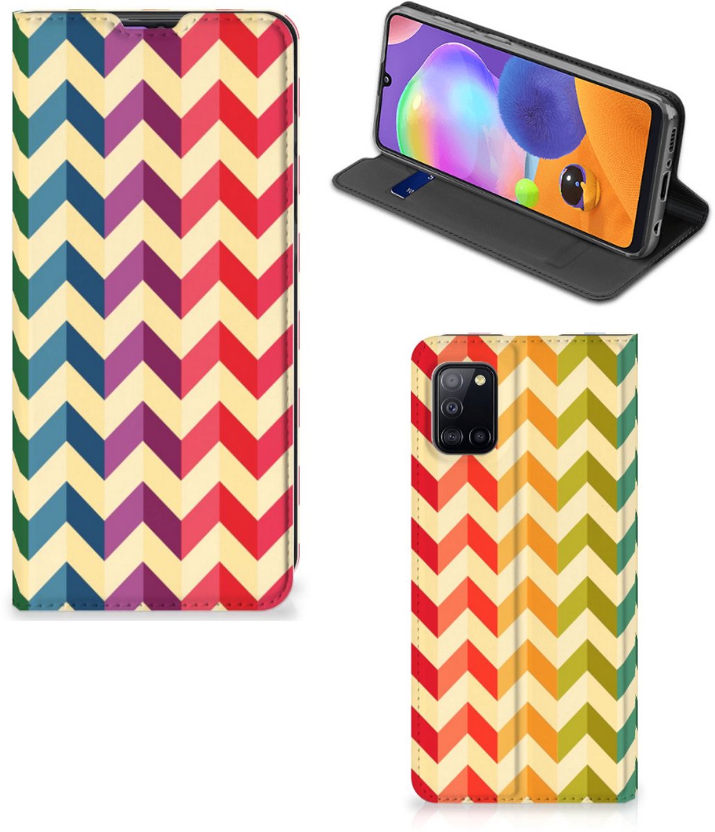 Samsung Galaxy A31 Hoesje met Magneet Zigzag Multi Color