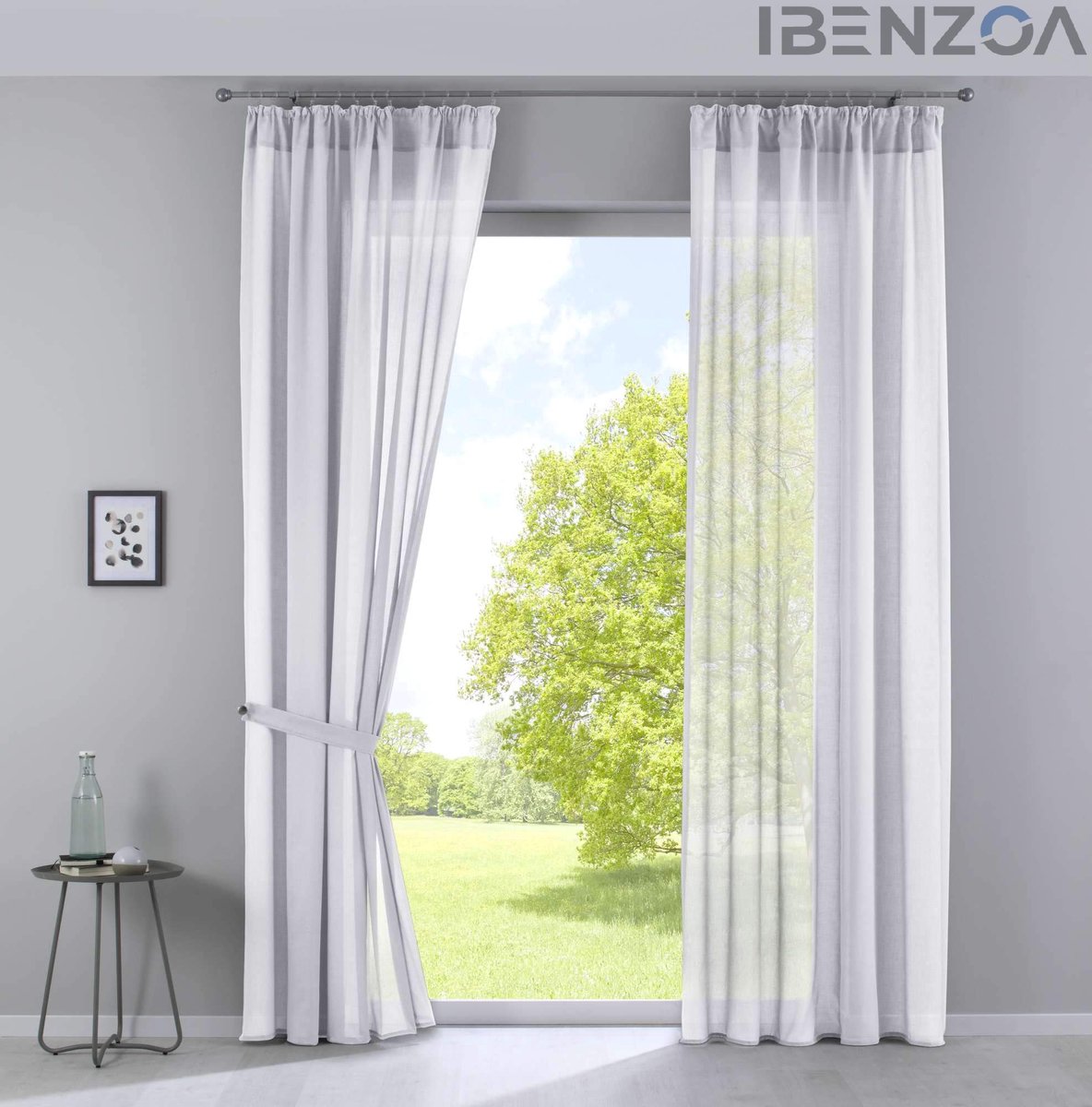 Ibenzoa Transparante Gordijnen - Wit - 2 Stuks - Katoen-Polyester Voile