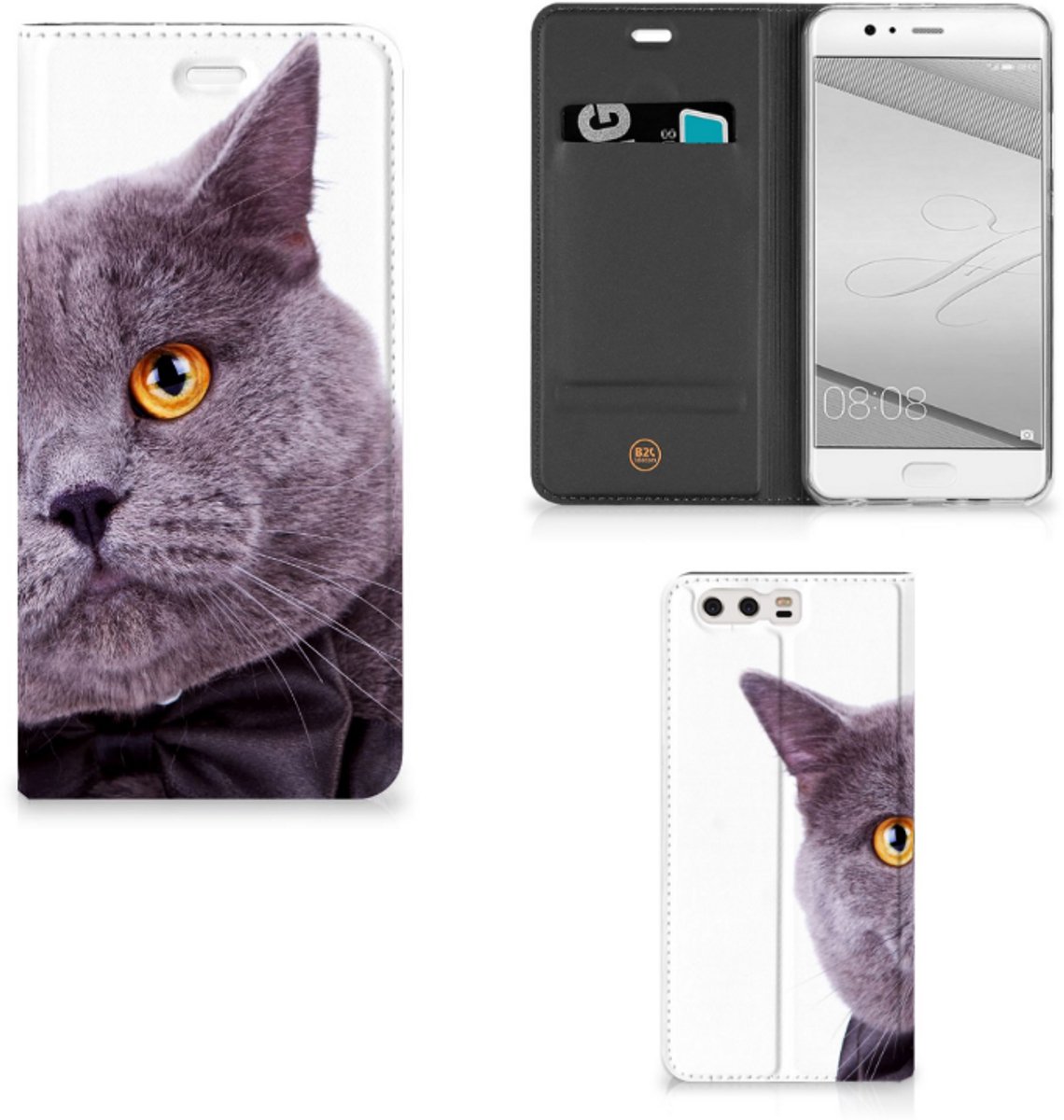 Book Case voor Huawei P10 Plus Hoesje maken Kat