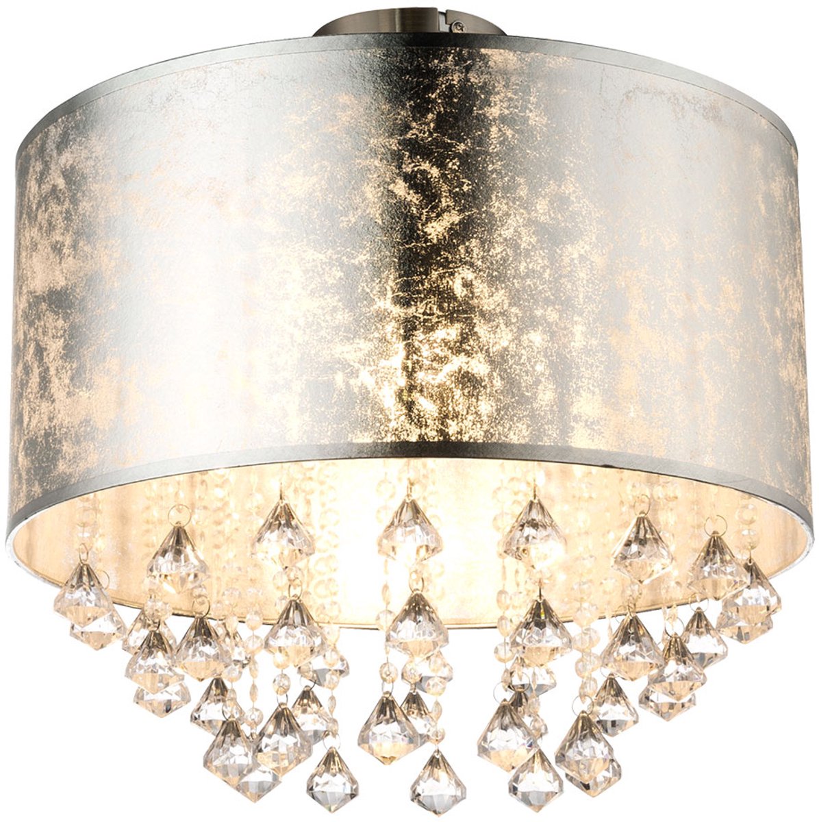 Plafondlamp kristal hanglamp kristal eetkamer plafondlamp kristallen, bladzilver, metaal,