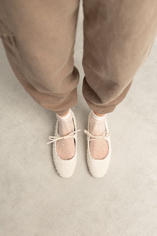 Sacha - Dames - Witte gevlochten ballerina's - Maat 39