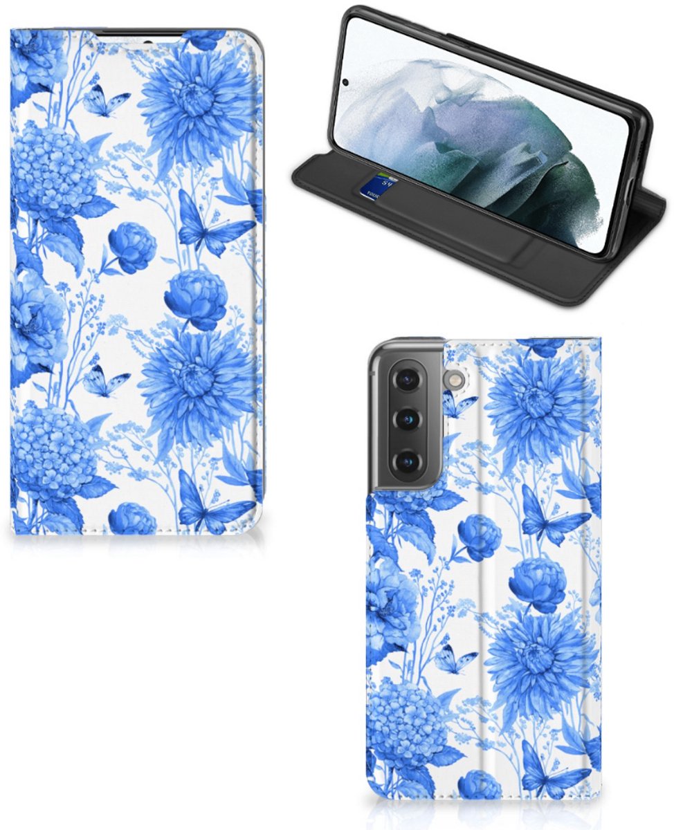 Smart Cover voor Samsung Galaxy S21 FE Flowers Blue
