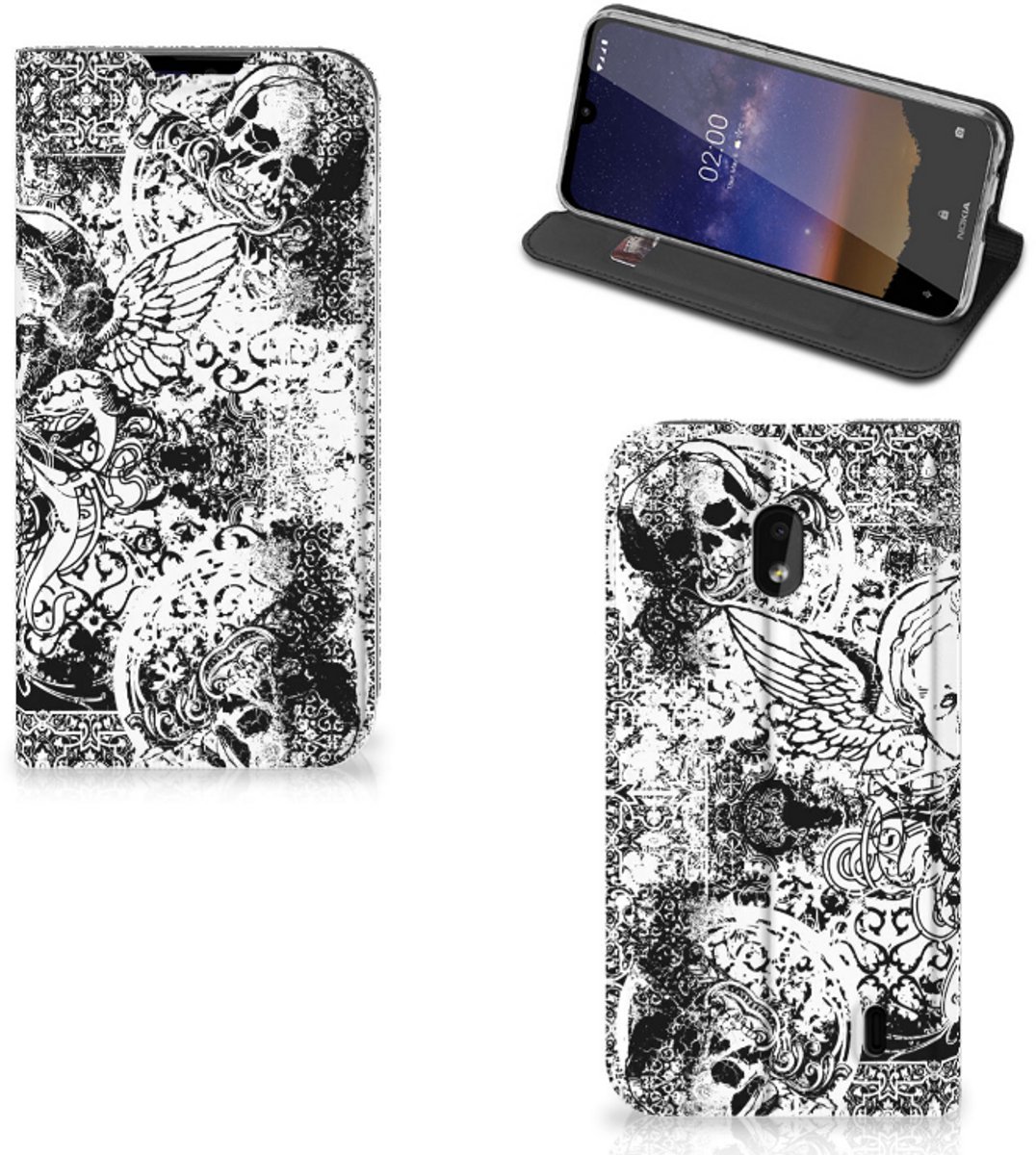 Mobiel BookCase Nokia 2.2 Skulls Angel