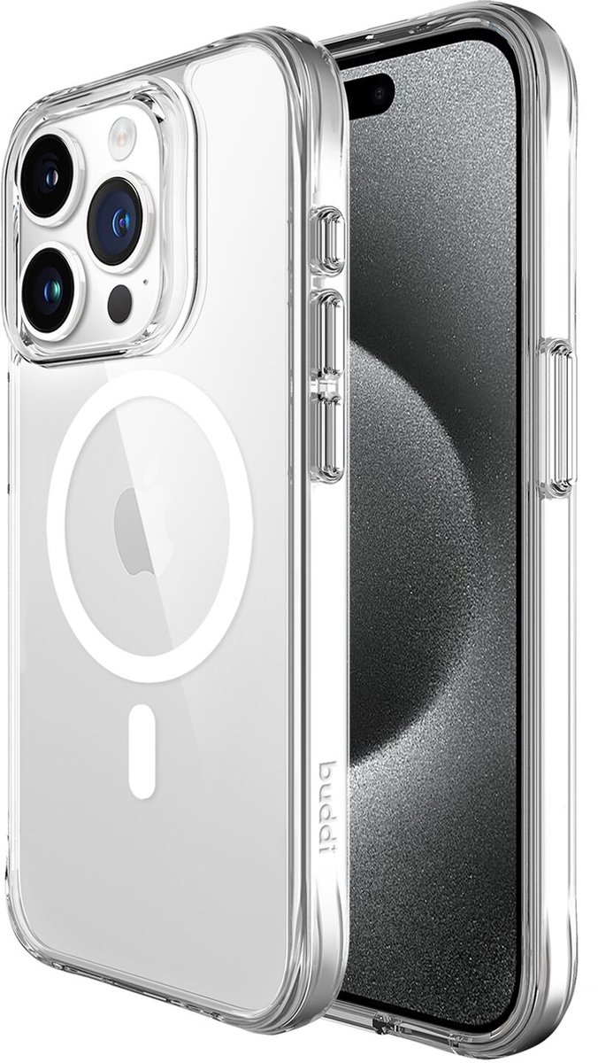 Buddi Core - Hoesje Geschikt voor Apple iPhone 15 Pro - Compatibel met MagSafe - Back Cover met Magneet - Doorzichtige Telefoonhoes - Beschermhoes - Transparant