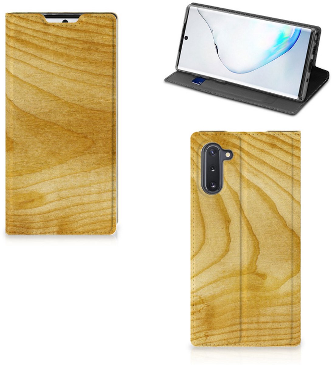 Samsung Galaxy Note 10 Book Wallet Case Licht Hout